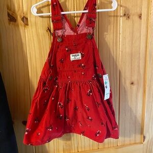 OshKosh B'gosh Red Floral Overall Dress